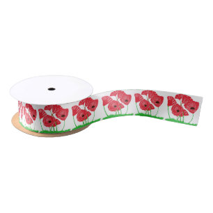 Rotes Mohnblumen-Satin-Band Satinband