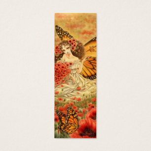 Rotes Mohnblumen-und Monarch-Fantasie-Lesezeichen