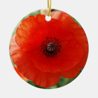 Rotes Mohnblumen-Weihnachten Keramik Ornament