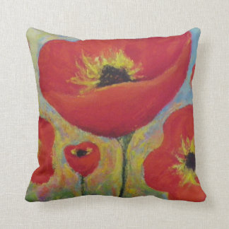 Rotes Mohnblumen-Wurfs-Kissen Kissen