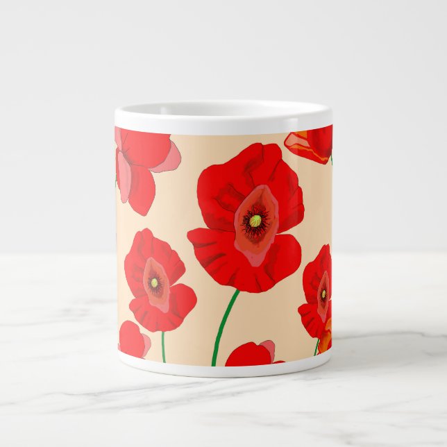 Rotes Mohnfeld Jumbo-Tasse (Vorderseite)