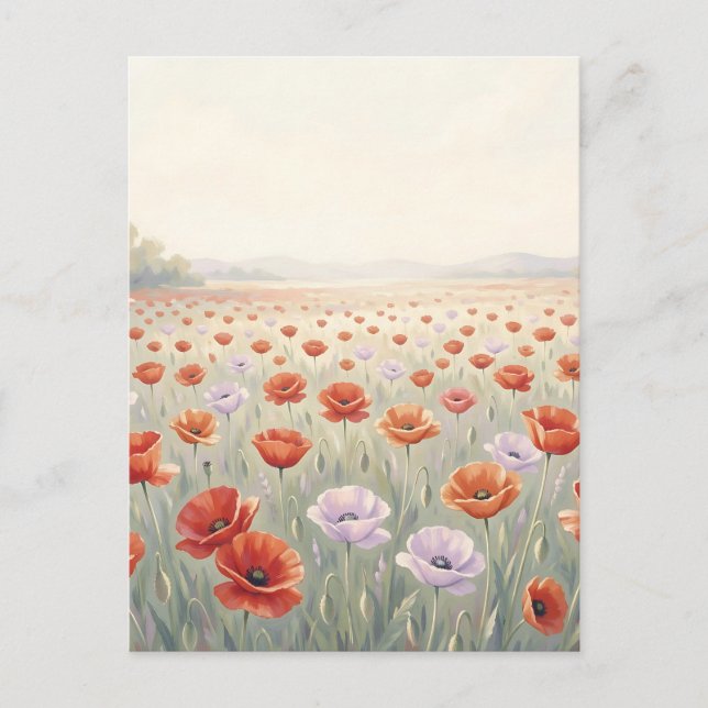 Rotes Mohnfeld Wildblumenwiese  Postkarte (Vorderseite)