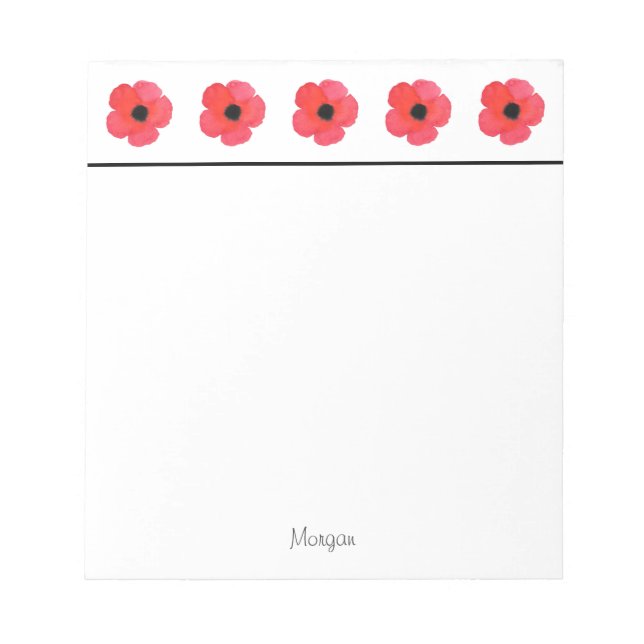 Rotes Mohnmuster Notizblock (Vorderseite)