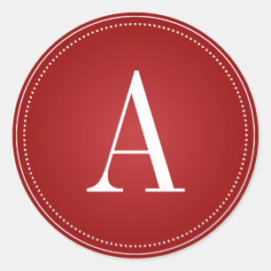 Rotes Monogramm Anfangsaufenthalt/Hochzeitsticker Runder Aufkleber