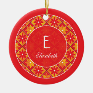 Rotes Monogramm-dekorative Keramik Ornament