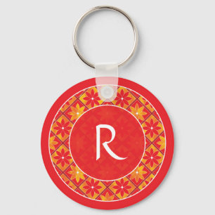 Rotes Monogramm-dekorativer Schlüsselanhänger