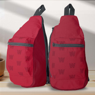 Rotes Monogramm, einfach, modern, Frauentasche Crossbody Bag