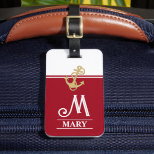 Rotes Monogramm Gepäckanhänger