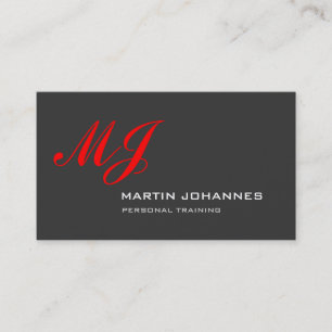 Rotes Monogramm Grauer Personal Trainer Visitenkarte