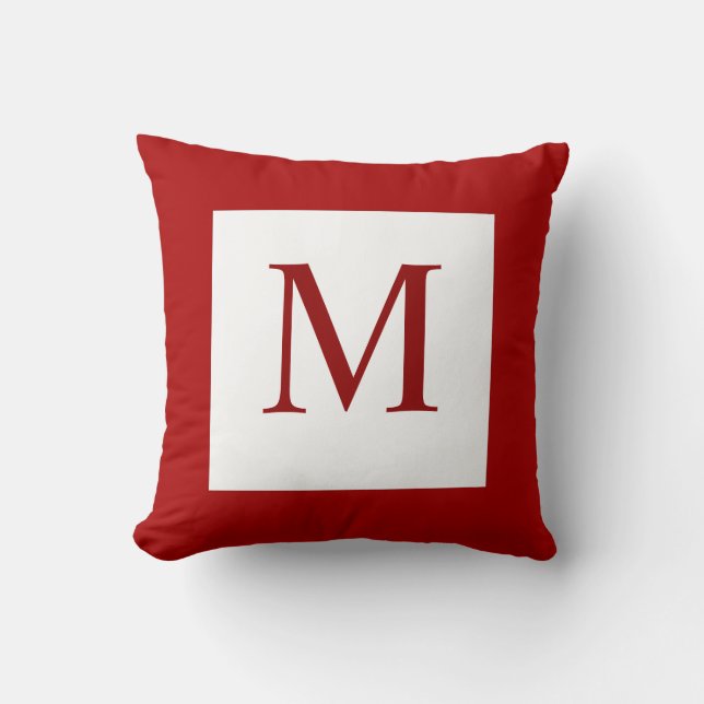Rotes Monogramm-Kissen Kissen (Vorderseite)