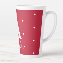 Rotes Monogramm Name Polka Dots Muster Milchtasse