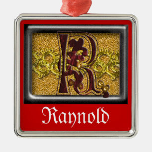 rotes Monogramm R Ornament Aus Metall