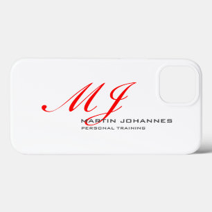 Rotes Monogramm Weiß Grau Personal Trainer Modern Case-Mate iPhone Hülle
