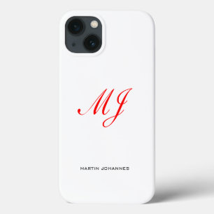 Rotes Monogramm Weiß Modern Minimalistisch Case-Mate iPhone Hülle