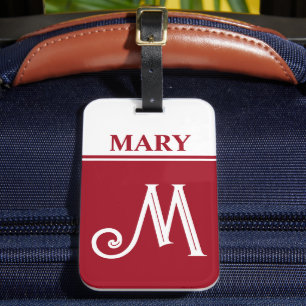 Rotes monogrammiertes Gepäckanhänger