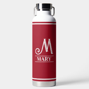 Rotes monogrammiertes trinkflasche