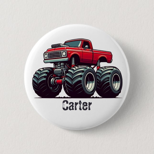 Rotes Monstertruck Button (Vorderseite)