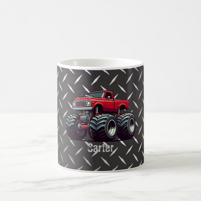 Rotes Monstertruck  Kaffeetasse (Mittel)