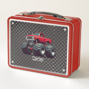 Rotes Monstertruck Metall Brotdose
