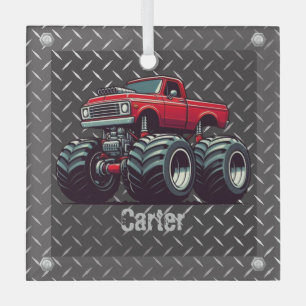 Rotes Monstertruck Ornament Aus Glas