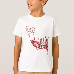 Rotes Moomintroll beim Skifahren am Hang Winterspo T-Shirt