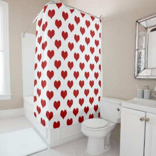 Rotes Mosaik-Herzmuster Duschvorhang
