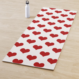 Rotes Mosaik-Herzmuster Yogamatte
