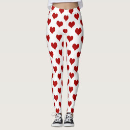 Rotes Mosaikherz Muster Leggings