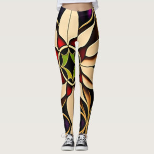 Rotes Mosaikmuster Leggings