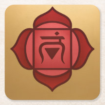 Rotes Muladhara Wurzelchakra Gold Untersetzer Set