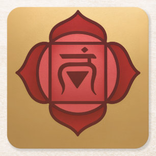 Rotes Muladhara Wurzelchakra Gold Untersetzer Set
