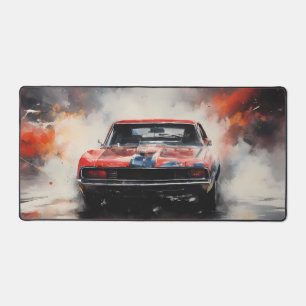Rotes Muscle-Car frontal Schreibtischunterlage