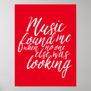 Rotes Musik-Zitat Handlettering-Kalligrafieposter Poster