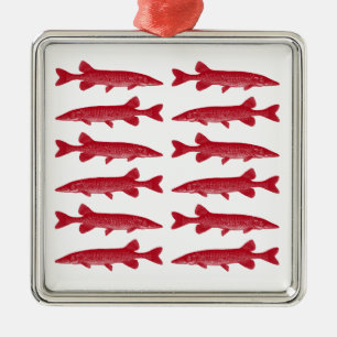 Rotes Muskie Ornament Aus Metall