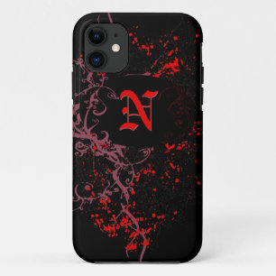Rotes Muster mit Monogramm N Case-Mate iPhone Hülle