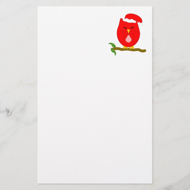 Rotes Nacht-Eule-Design Briefpapier (Vorderseite)