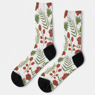 Rotes, nahtloses Muster auf weißem Hintergrund Socken
