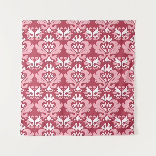 Rotes, nahtloses Muster. Hellrot und beige co Wandteppich (Vorderseite)
