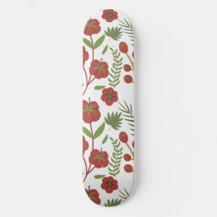 Rotes, nahtloses Muster mit weißem Hintergrund Skateboard