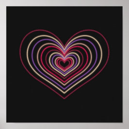 Rotes Neon-Herz-Wandkunst-Poster Poster