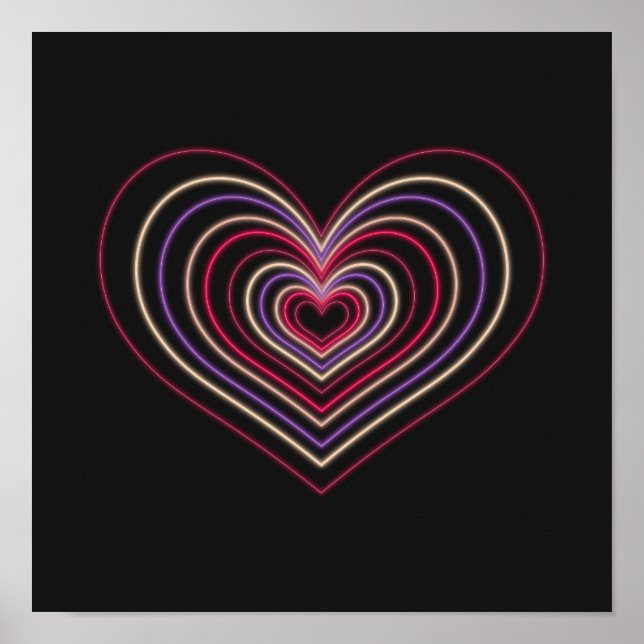 Rotes Neon-Herz-Wandkunst-Poster Poster (Vorne)