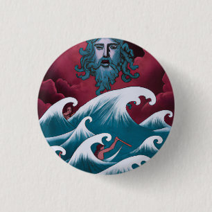 Rotes Neptun-Ölgemälde Button