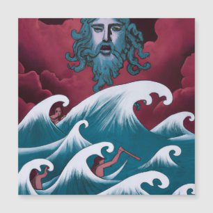 Rotes Neptun-Ölgemälde Magnetkarte