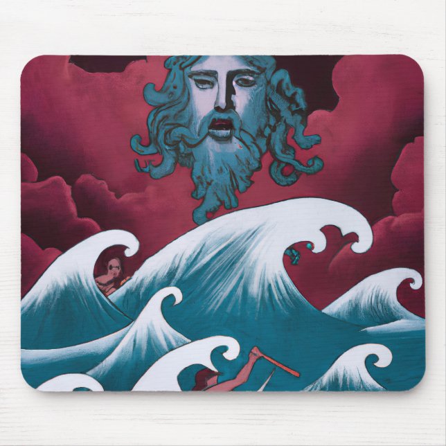 Rotes Neptun-Ölgemälde Mousepad (Vorne)