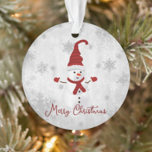 Rotes Niedliches Schneemann Holiday Ornament