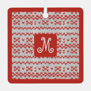 ROTES NORDISCHES STRICKMETALL-Quadrat-Ornament + I Ornament Aus Metall