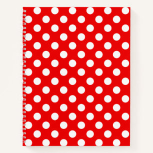 Rotes Notebook mit großen weißen Polka-Punkten Notizbuch