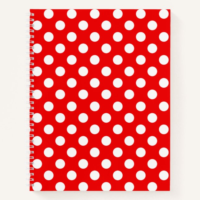 Rotes Notebook mit großen weißen Polka-Punkten Notizbuch (Vorderseite)