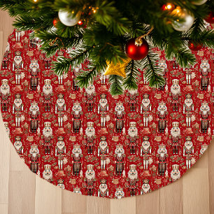 Rotes Nussknacker-Muster Weihnachten Polyester Weihnachtsbaumdecke