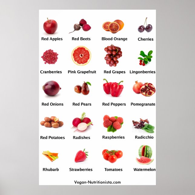 Rotes Obst und Gemüse Poster (Vorne)